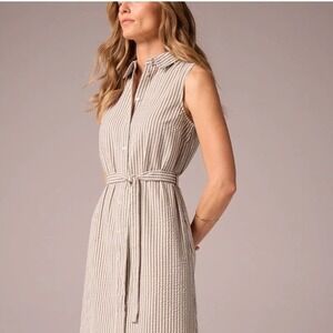 Banana Republic Striped Sleeveless‎ Midi Dress Shirtwaist with Belt Women's, M